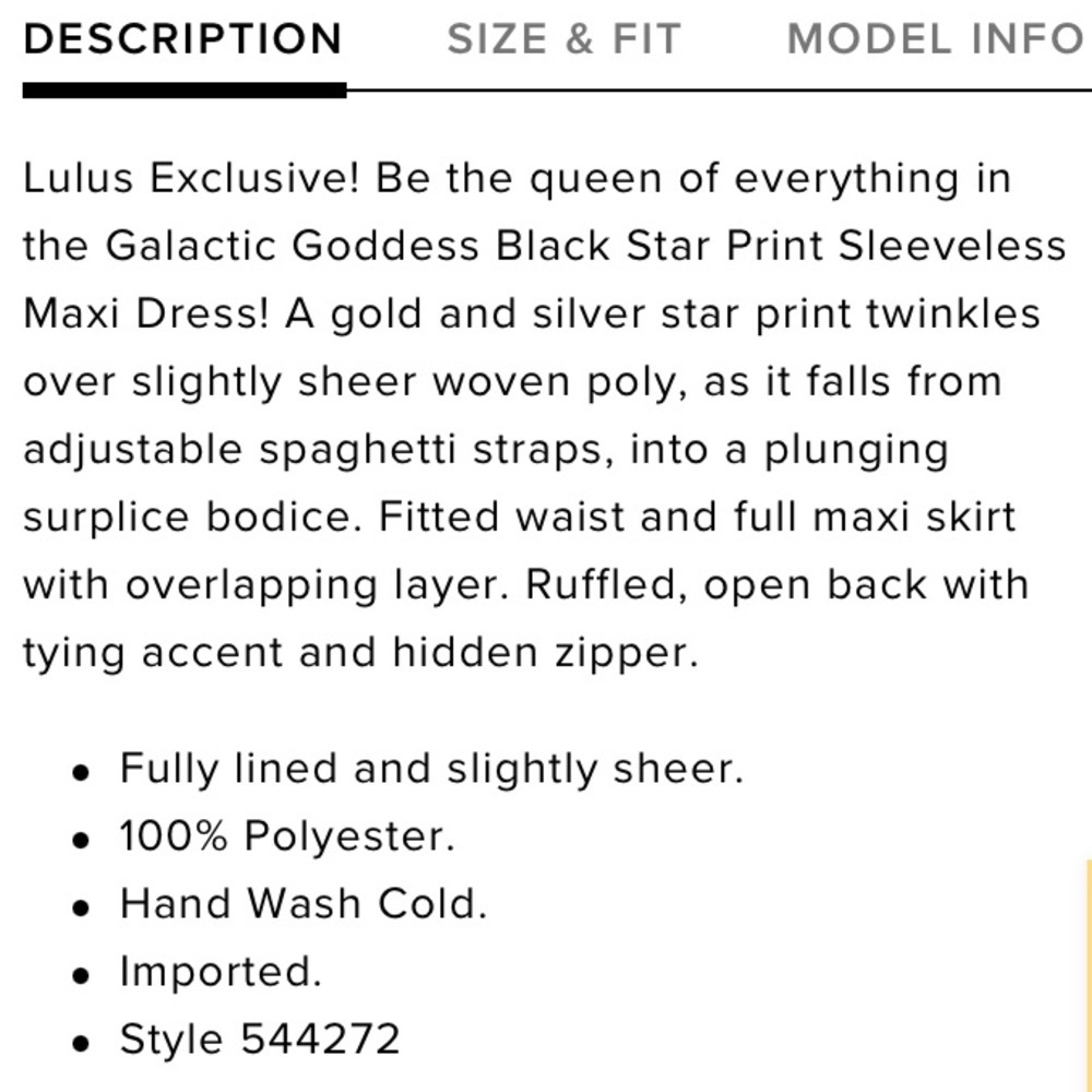 Galactic Goddess Black Star Print Maxi Dress - Picture 4 of 5